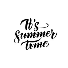 Summer Time Handwritten Lettering. Vector Illustration of Brush Pen Calligraphy Isolated over White Background.