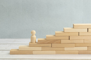 Wooden blocks in form of ladder upstairs red on dove background. Most important factors