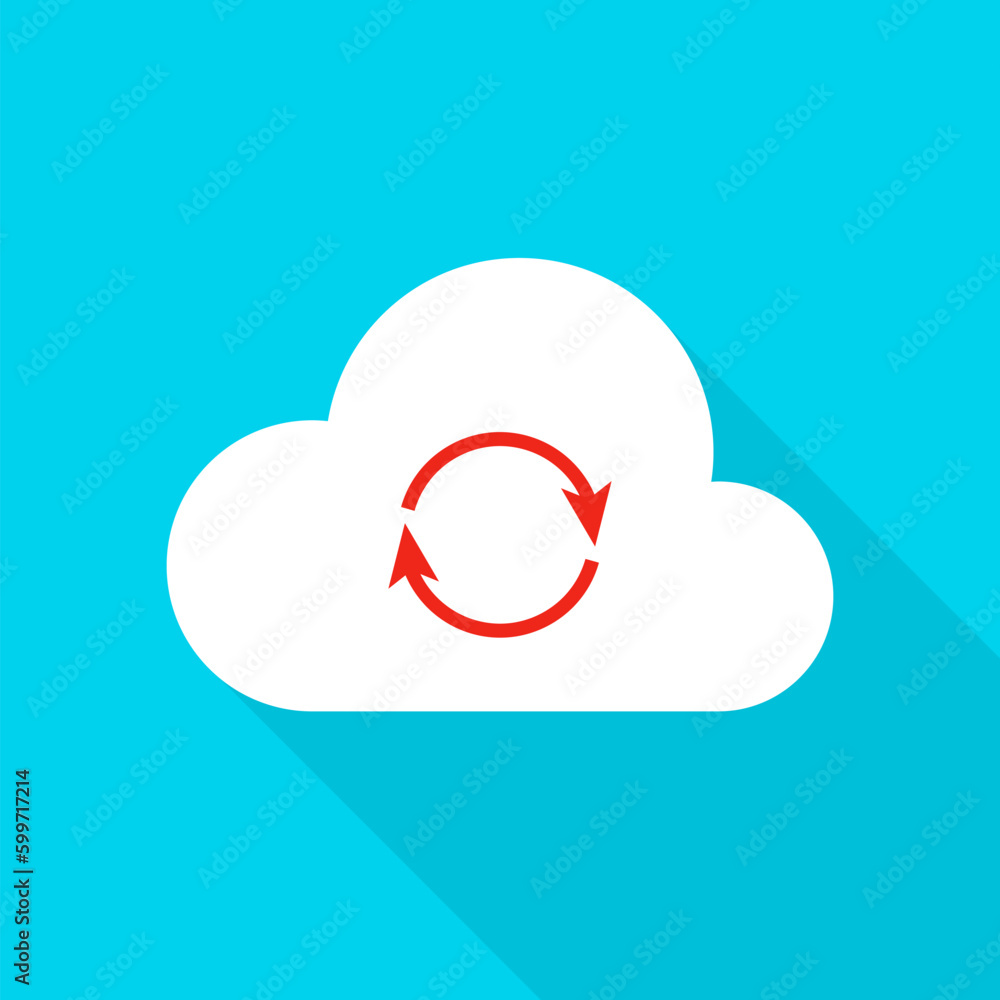 Poster cloud technology icon. vector illustration flat style circle item with long shadow. data analysis.