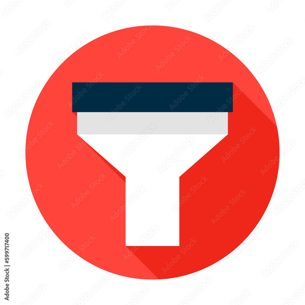 Poster funnel circle icon. vector illustration flat style item with long shadow. data filter.