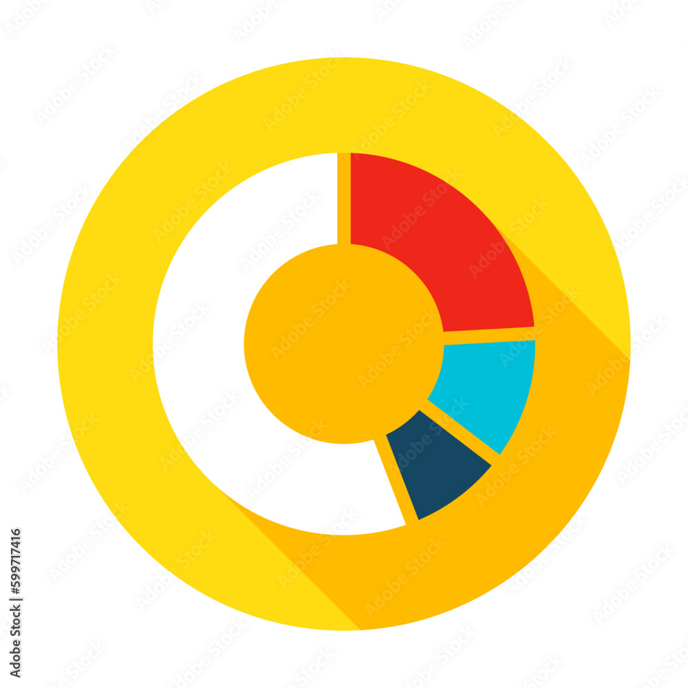Aufkleber infographic pie icon. vector illustration flat style circle item with long shadow. data analysis.