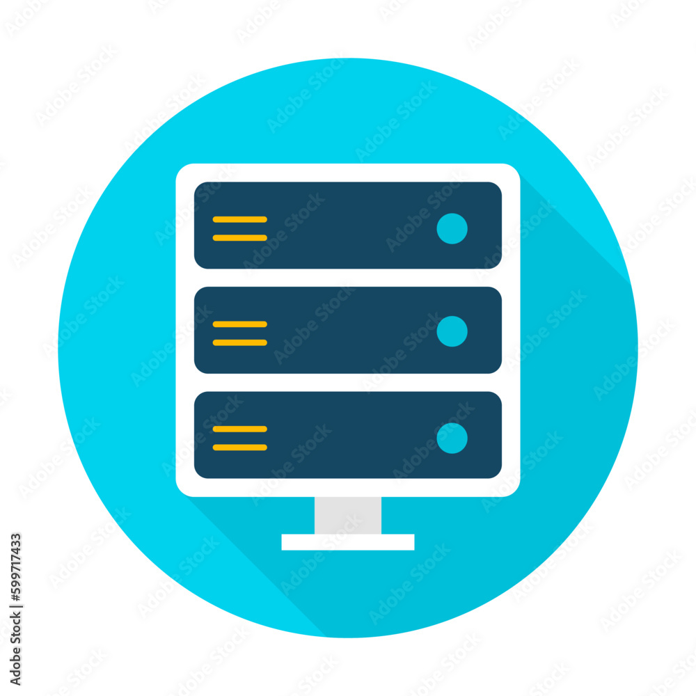Aufkleber server item. vector illustration flat style circle icon with long shadow. data analysis.