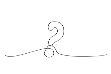 vector question mark, single or continuous line with copy negative space for text area