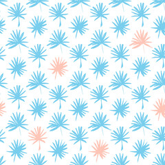 Palm Leaf Seamless Pattern. Vector Illustration of Hand Drawn Paint Tropical Plant Background.