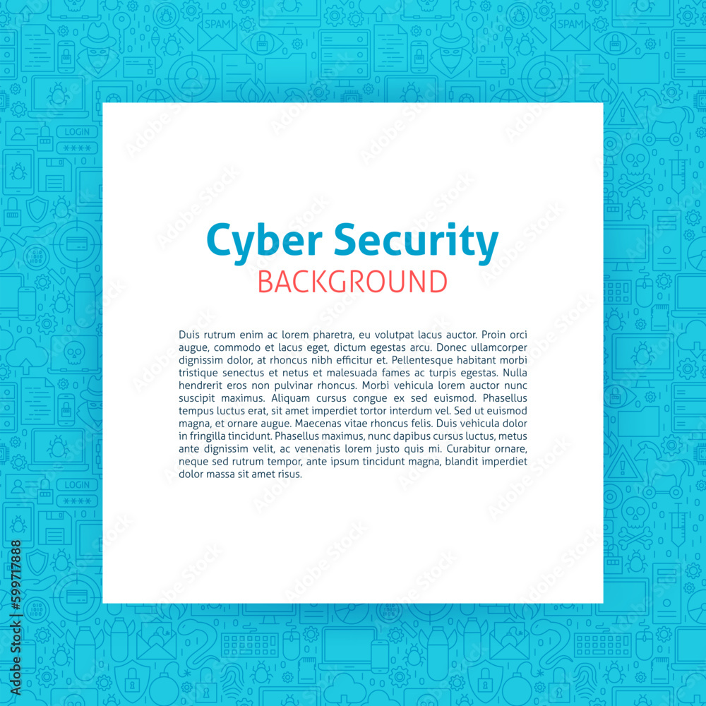 Poster cyber security paper template. vector illustration of paper over outline design.