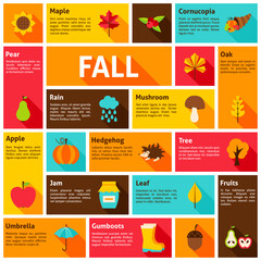 Fall Infographic Concept. Vector Illustration. Autumn Seasonal Icons.
