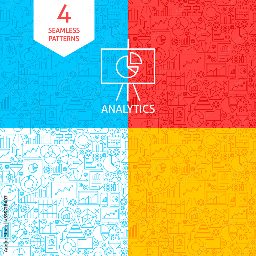 Aufkleber line analytics patterns. four vector business backgrounds.