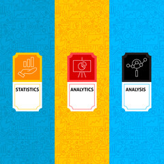 Line Analytics Package Labels. Vector Illustration. Template for Packaging Design.