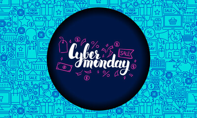 Cyber Monday Web Banner. Vector Illustration for Sale Promotion.