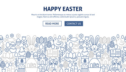 Easter Banner Design. Vector Illustration of Line Web Concept.