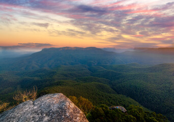 Sunset over the Jamison Valley in the Blue Mountains west of Sydney