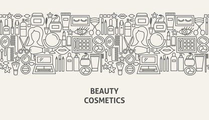 Fototapeta premium Cosmetics Banner Concept. Vector Illustration of Line Web Design.