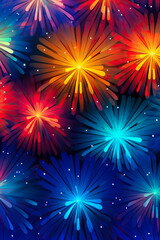 Fireworks graphic design, 4th of July, New Year's Eve, celebration, background. Generative AI