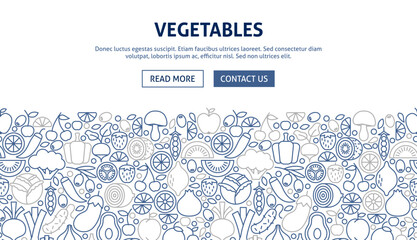 Vegetables Banner Design. Vector Illustration of Line Web Concept.