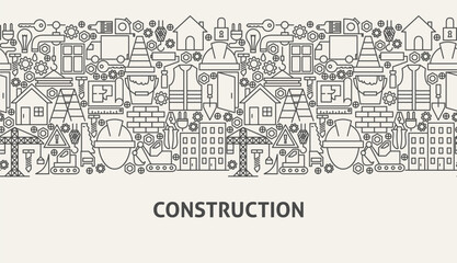 Construction Banner Concept. Vector Illustration of Line Web Design.