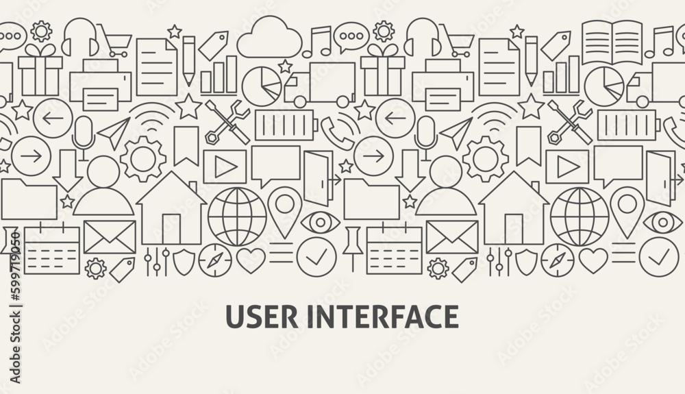 Poster user interface banner concept. vector illustration of line web design.