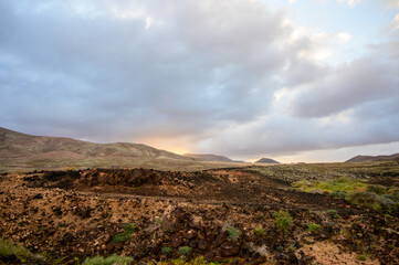 View on Montana Roja near Corallejo at winter, Fuerteventura, Canary islands, Spain