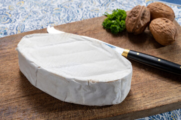 French white mold soft cow milk cheese Caprice des Dieux from Haute-Marne region, France
