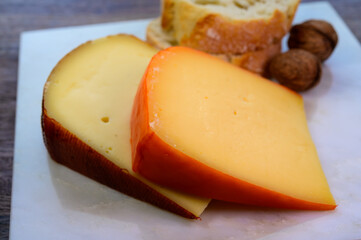 Cheese collection, tasty Belgian abbey cheeses made with brown trappist beer