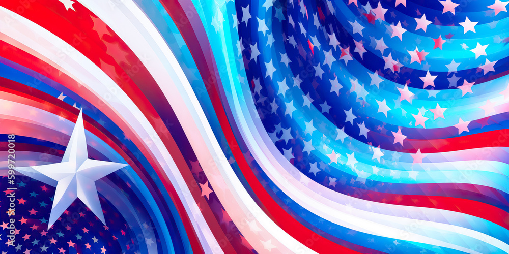 Wall mural Patriotic graphic design, 4th of July, Memorial Day. Generative AI