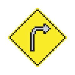 Traffic sign turn in pixel art