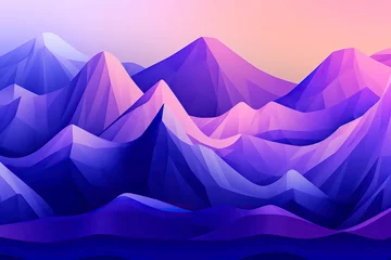 Door stickers Mountains Purple mountains, stylized, graphic design, landscape. Generative AI