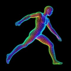 Fototapeta na wymiar Human body made up by glowing neon pattern. Made with Generative AI.