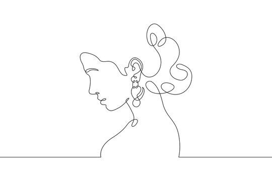 woman profile continuous line art clip art preview