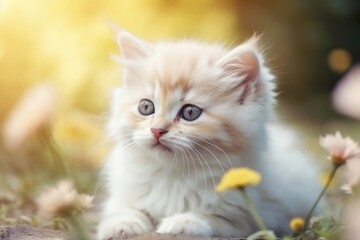 Naklejka na ściany i meble cute fluffy kitten- Ai