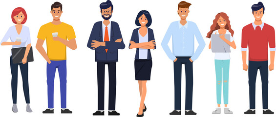 Business people teamwork office character. Colleague working together concept. Flat cartoon character design.