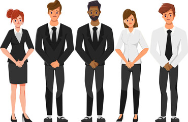 Business people teamwork office character. Colleague working together concept. Flat cartoon character design.