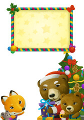 cartoon scene with animal santa claus bear christmas
