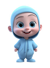 cute baby 3d character with smiling face expression