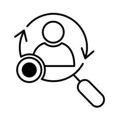 Target market marketing people icon with black outline style. seo, line, communication, website, engine, set, design, management. Vector Illustration