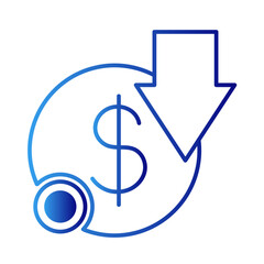 Profit marketing people icon with blue gradient outline style. economy, set, data, analysis, symbol, thin, arrow. Vector Illustration