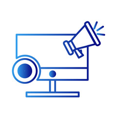 Online marketing marketing people icon with blue gradient outline style. email, network, search, communication, symbol, commerce, development. Vector Illustration