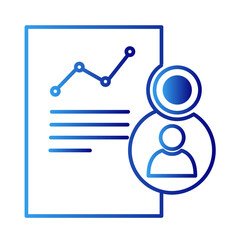 Staff marketing people icon with blue gradient outline style. social, leader, line, organization, outline, sign, employee. Vector Illustration