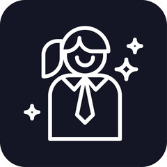 Marketing woman marketing icon with black filled line outline style. management, strategy, teamwork, female, cooperation, discussion. Vector Illustration