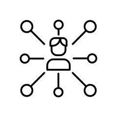 Connection marketing people icon with black outline style. abstract, community, data, element, team, background, computer. Vector Illustration
