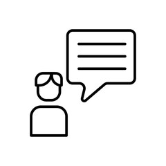 Comment marketing people icon with black outline style. isolated, modern, speech, heart, set, network, background. Vector Illustration