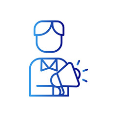 Salesman marketing people icon with blue gradient outline style. customer, seller, graphic, occupation, detective, concept, hipster. Vector Illustration