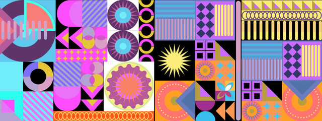 Flat design colorful colourful geometric pattern background vector