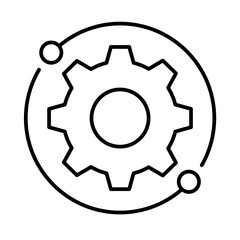 Technical support technology icon with black outline style. design, repair, assistant, man, internet, work, technician. Vector Illustration