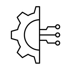 Digital transformation technology icon with black outline style. web, line, circuit, futuristic, modern, development, design. Vector Illustration
