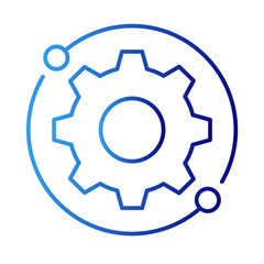 Technical support technology icon with blue gradient outline style. design, repair, assistant, man, internet, work, technician. Vector Illustration