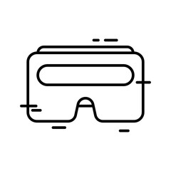 VR googles technology icon with black outline style. virtual, 3d, logo, vr, glasses, helmet, vision. Vector Illustration