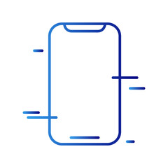 Smartphone technology icon with blue gradient outline style. cell, smartphone, support, set, service, modern, device. Vector Illustration