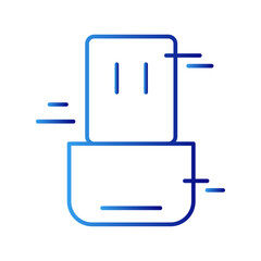 USB technology icon with blue gradient outline style. cable, connection, sign, storage, design, graphic, wireless. Vector Illustration