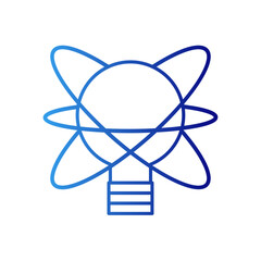 Inovation technology icon with blue gradient outline style. success, solution, lightbulb, lamp, brain, invention, energy. Vector Illustration