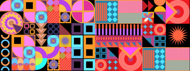 Obraz na płótnie Canvas Vector retro mozaik colorful colourful flat geometric background